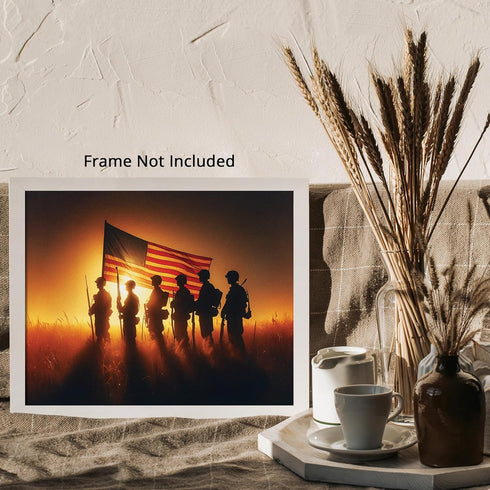 Posterizer 1 pcs-Soldiers Holding Up American Flag-Patriotic & Military Art-Gift for US Military Veterans-Gifts for Men-Living Room Bedroom Decor-...